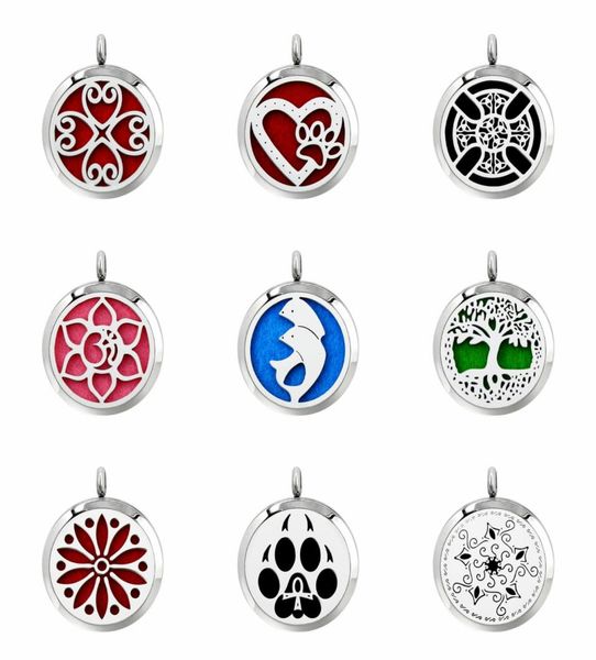 

heart paw cross 30mm magnet 316l stainless steel diffuser necklace pendant essential oil aromatherapy perfume locket 10 pads no c7638431, Silver