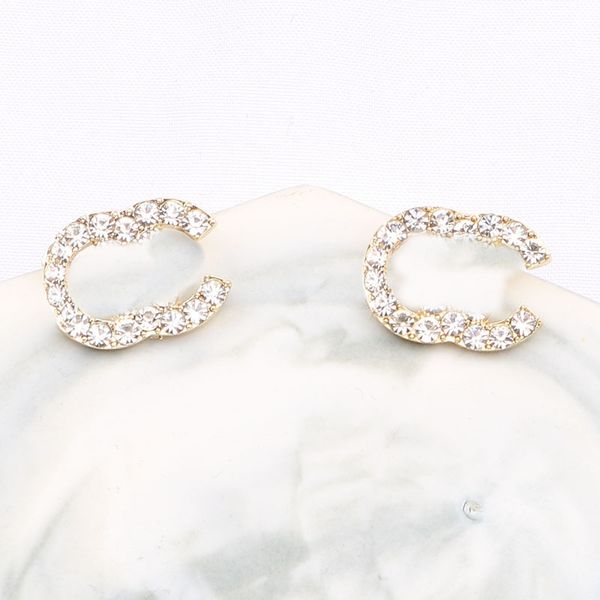 

plated 925 silver luxury brand designers letters stud geometric famous women round crystal rhinestone pearl earring wedding white pendant ea, Golden;silver
