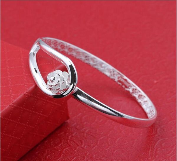 

bangle bracelets 925 sterling silver rose flower cuff fashion bangle for women jewelry ps10857829323, Black