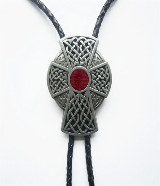 

new red enamel vintage celtic cross knot bolo tie wedding leather necklace also stock in us7447456