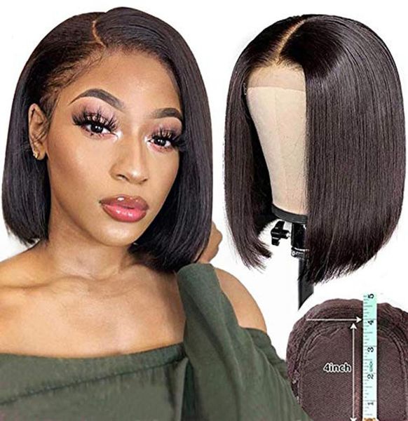 

glueless short bob 13x4lace front wig full lace wig 100 unprocessed human hair pre plucked hairline with baby hair for black wome2489674, Black;brown