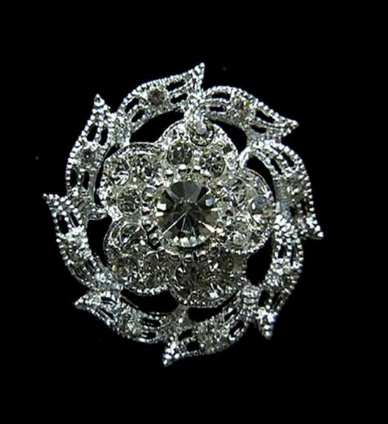 

sparkly silver tone zinc alloy small flower crystal brooch rhinestoen diamante jewelry accessory gift pins7067259, Gray