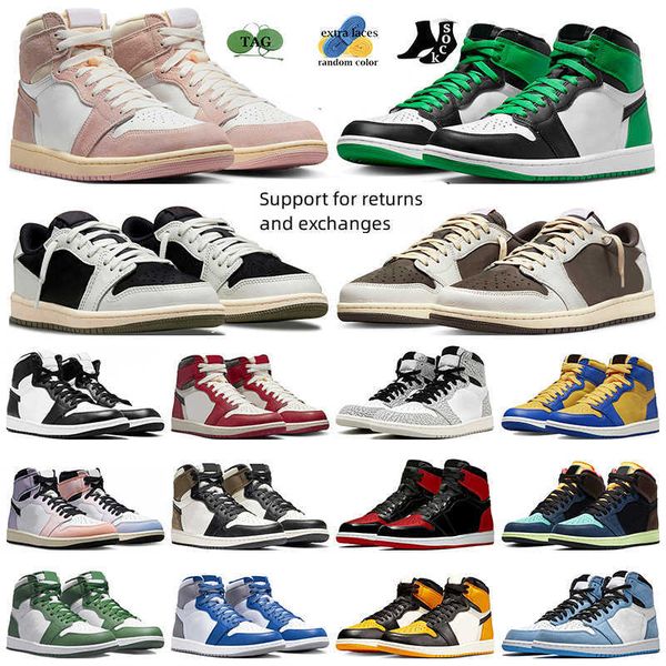 

jorden jumpman 1 1s basketball shoes mens trainers women sneakers washed pink reverse mocha black phantom white cement bred patent olive out