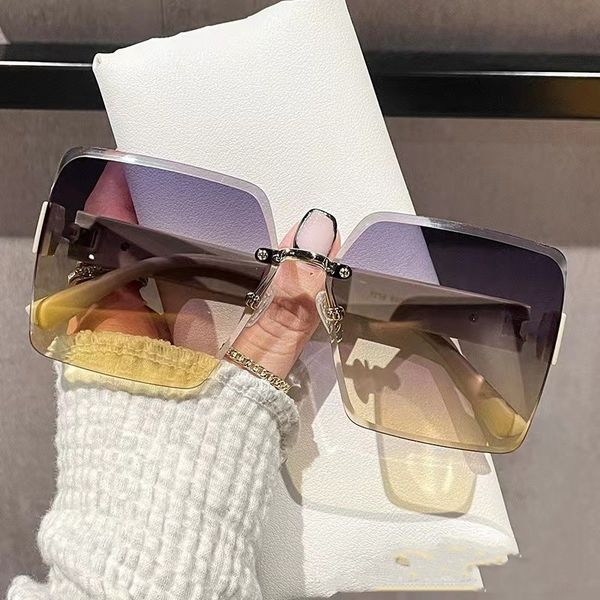 

new frameless women's sunglasses trendy, high-end and versatile sunglasses, White;black