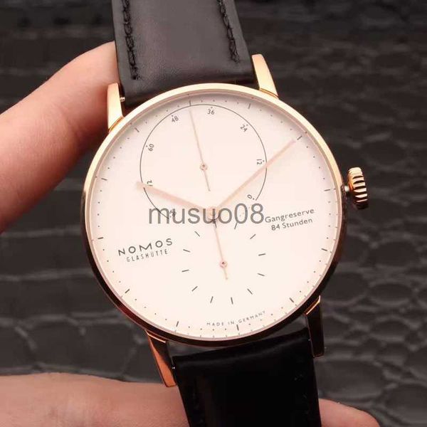 

other watches business automatic mechanical movement luxury watches leather strap 316 stainless steel case wristwatch nomos lambda designer, Slivery;black