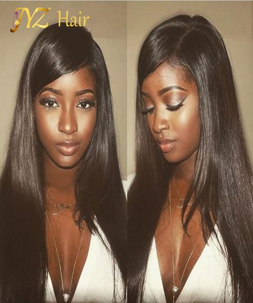 

jyz brazilian silky straight lace front human hair wigs for black woman 130 density glueless full lace wigs with baby hair natural7300527, Black;brown