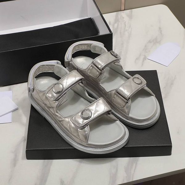 

leather fashion sandal ccity channel flats shoes women leisure designer slide outdoor slipper women flat bottom comfort sand beach sandals x, Black