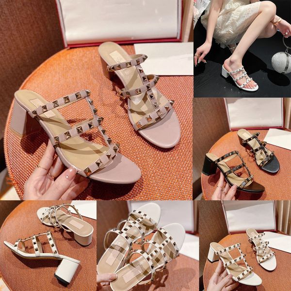 

luxury brand rivet sandals women high heel shoes rivets slippers nude/black sandels narrow band 6cm 10cm 8cm pointed toe thin heel wedding s