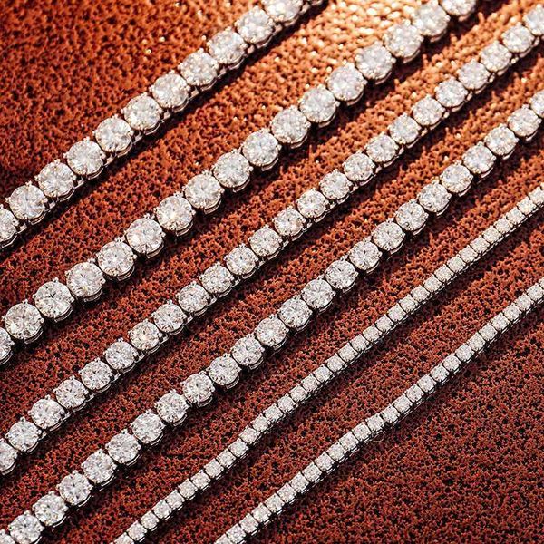 

10k gold 2mm-5mm def vvs moissanite tennis chain tennis necklace for women mens jewelry hiphop moissanite custom jewelry 1pcs, Silver