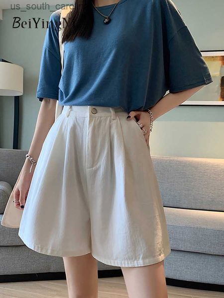 

beiyingni 2023 summer wide leg shorts women korean fashion casual high waist short pants female vintage harajuku shorts s-4xl l230522, White;black
