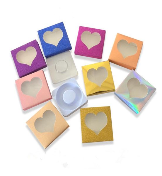 

new arrival 100 pcs paper eyelash packaging box heart shape lash boxes packaging custom for 10mm25mm mink eyelashes square case b7033758