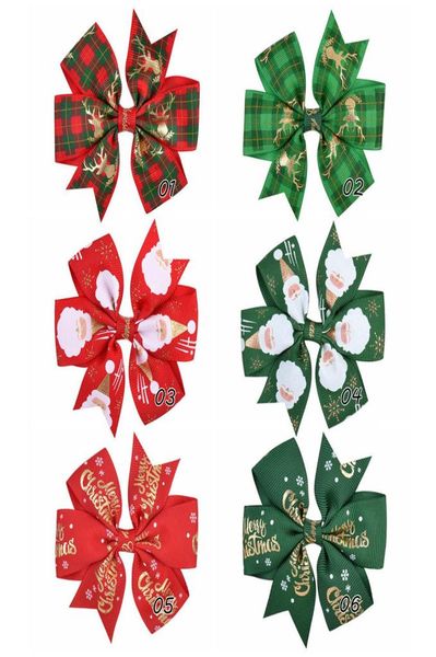 

6 colors girl christmas hair bows 35 inch bow boot lucky deer santa claus design baby girls elegant clippers kids accessory gift3928785, Slivery;white