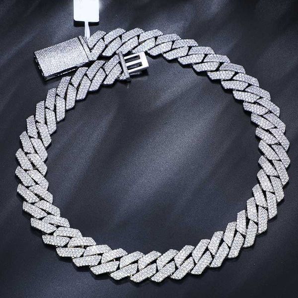 

pass diamond tester bling hip hop jewelry 18mm 925 sterling silver vvs moissanite iced out miami cuban link chain for men