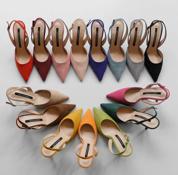 

new style middleheeled female summer korean version of fashion nude highheeled pointed leather hollow fine heel baotou sandals6725305, Black