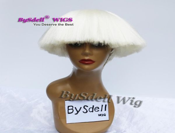 

celebrity lady gaga drag queen hairstyle wig synthetic heat resistant beige white color hair wig female male cosplay party wigs3345380, Black