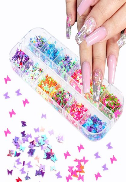 

nail sequins paillette mixed butterfly mermaid glitter flakes 3d sparkly polish manicure nails art decorations8698593, Silver;gold