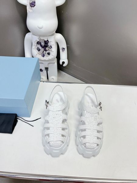 

designer women sandals womens slides crystal calf leather casual shoes quilted platform summer 0601, Black