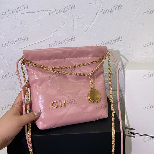 

womens mini garbage bag shopping bag leather diamond handbag hardware metal clasp matelasse chain crossbody bags coin charm designer bags ma