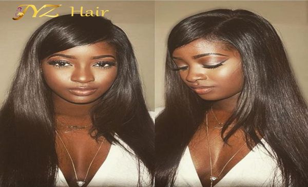 

jyz brazilian silky straight lace front human hair wigs for black woman 130 density glueless full lace wigs with baby hair natural1954978, Black;brown