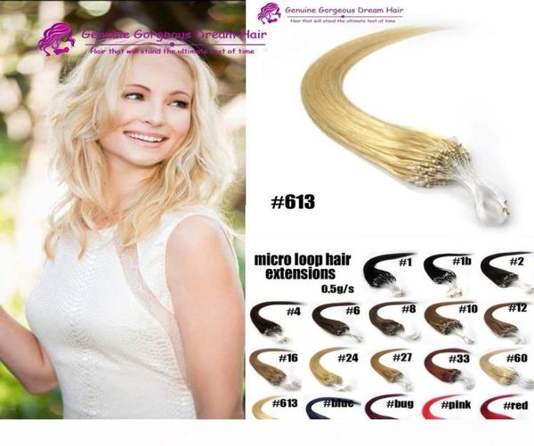 

micro loop hair extensions 16quot 18quot 20quot 22quot 24quot human hair extention 613 blonde honey 05g strands 50g lo6139333, Black