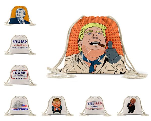

2020 us presidential election trump pattern outdoor linen backpack drawstring pocket bag pouch storage toiletry bag purses d81711535304, Black