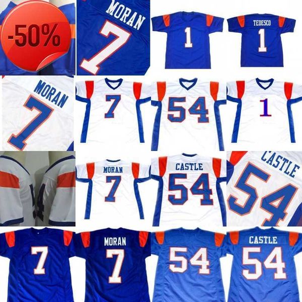 

#1 harmon tedesco movie jersey blue mountain state 2 radon randell 54 kevin thad castle 7 alex moran 100% stitched football jerseys, Black;red