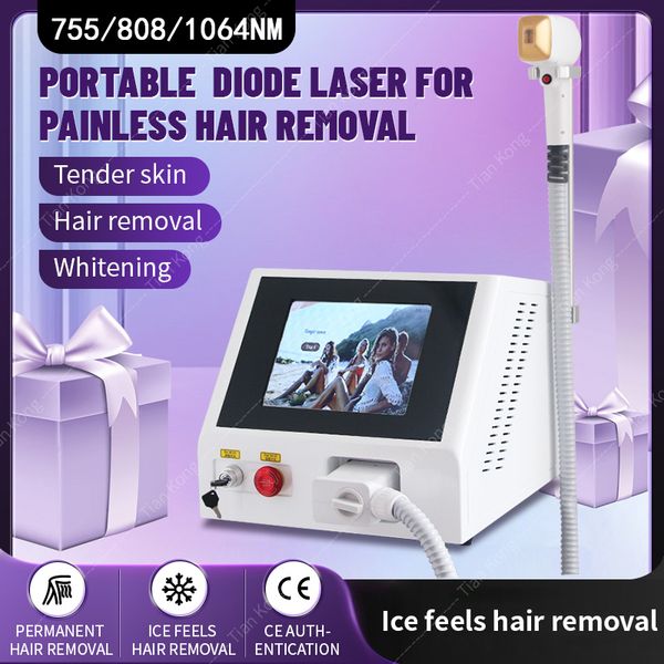 

808nm laser hair removal device for women men skin rejuvenation 755 808 1064 epilator diode laser hair remover machine, Black