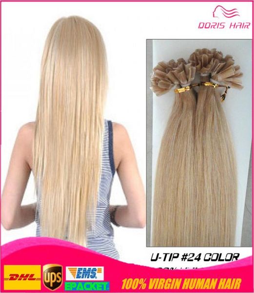 

silky straight 100g prebonded italian keratin nail tip u tip fusion indian remy human hair extensions 100 strands 16quot22quot8592813, Black