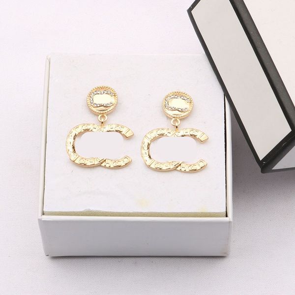 

plated 925 silver luxury brand designers letters stud geometric famous women round crystal rhinestone pearl earring wedding white pendant ea, Golden;silver