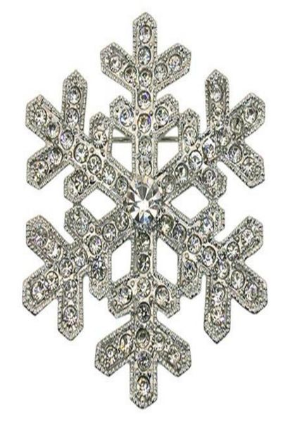 

2 inch rhinestone crystal diamante snowflake brooch silver tone 7671274, Gray
