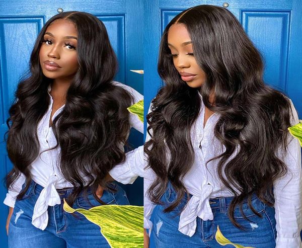 

long brazilian body wave lace front wig 28 30 32 34 36 38 40 inches lace front human hair wigs pre plucked remy lace wigs3521332, Black;brown