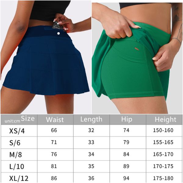 

ll-88240 womens yoga outfits high waist tennis skirts exercise pleated skirt cheerleaders short dresses fitness wear girls running elastic p