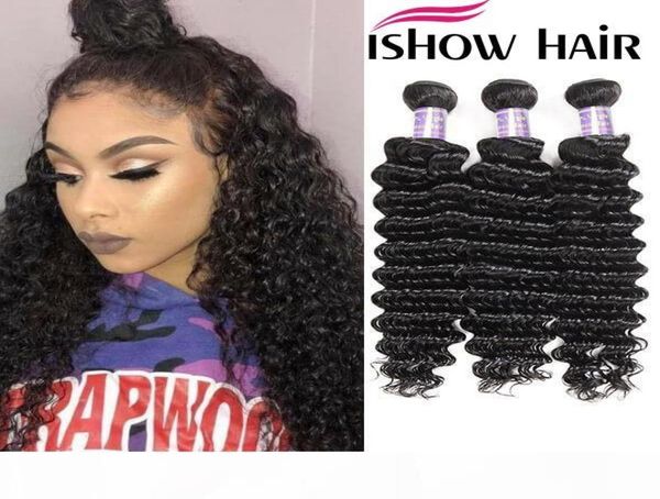 

ishow peruvian body hair 3 bundles wet and wavy loose deep peruvian virgin hair body wave extensions brazilian malaysian human hai4471922, Black