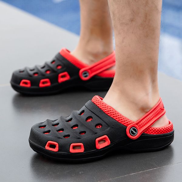 

summer plus size sandals non-slip men's hole shoes soft sole men's slippers beach couples, Black