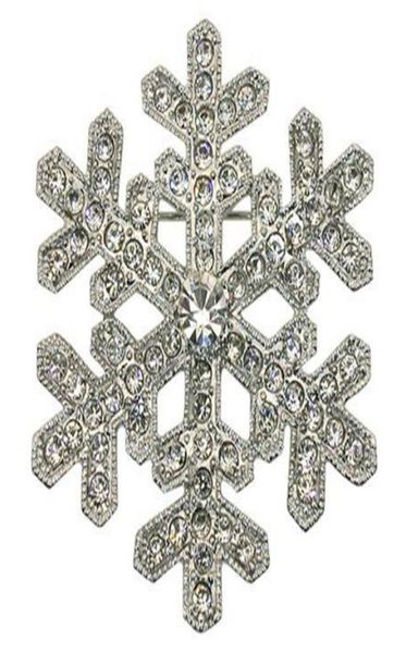 

2 inch rhinestone crystal diamante snowflake brooch silver tone 9058990, Gray