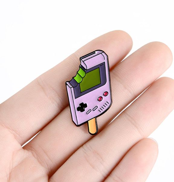 

fashion cartoon popsicle game console brooches paint enamel lapel pins zinc alloy brooch for women funny denim jacket shirt badge 6647967, Gray