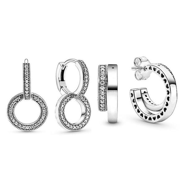 

new 925 sterling silver earrings shiny double ring interlaced romantic earrings suitable for original european female jewelry2547088, Golden;silver