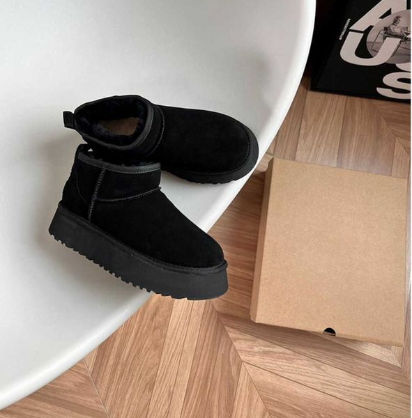 

boots ultra mini platform boot designer woman winter ankle australia snow thick bottom real leather warm uggitys booties with fur advanced d, Black