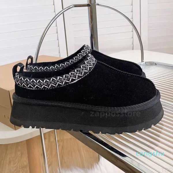 

australia women boot womens ultra mini platform boots fur slippers designer tasman shearling slipper suede wool winter australian ankle snow, Black