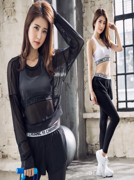 

2019 new yoga sets outdoor sports women039s fitness quick dry gauze yoga suit fashion 5626692, White;red