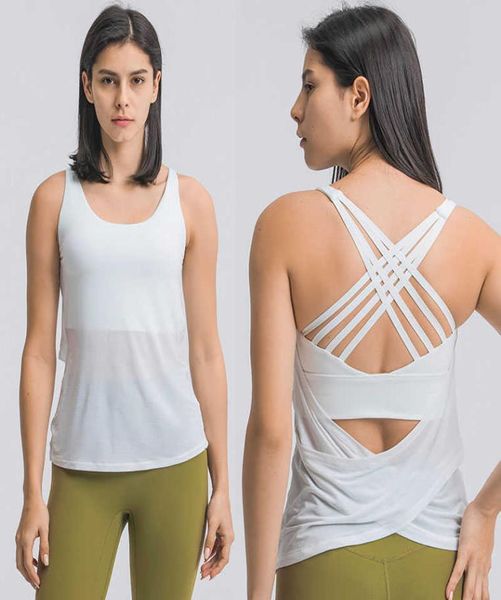 

a75 aaa women tanks with bras yoga outfits t-shirt fitness blouse running underwear outdoor lady two-in-one removable cups smock4997232, White;red