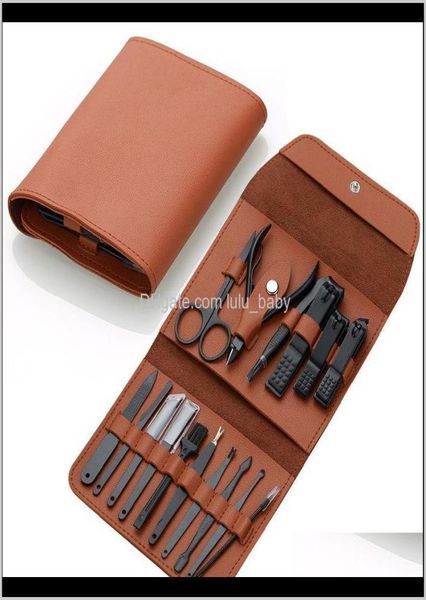 

16pcs black nail scissors manicure kit nail clipper set pedicure tweezer knife utility stainless steel nail care tool sets utlki z6749440