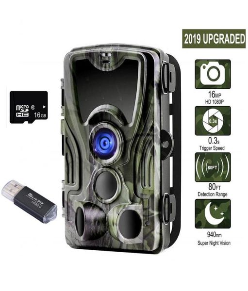 

24quot tft lcd wild trail camera hunting cameras hc801a 16mp 1080p night vision wildlife po traps cam 16gb micro sd card9459539