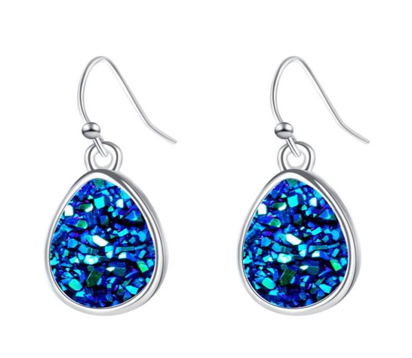 

whole resin druzy drusy women earrings silver tone dangle earrings9899889, Golden;silver