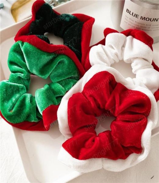 

christmas velvet hairbands girls hair scrunchies ponytail holder candy elastic hair ties ropes head pleuche headwear hair accessor1118100, Slivery;white