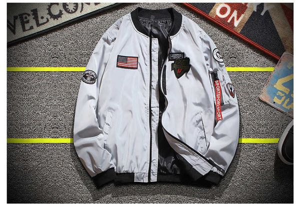 

jacket ale fashional baseball with badge high street plus size satin bomber jacket men iu, Black