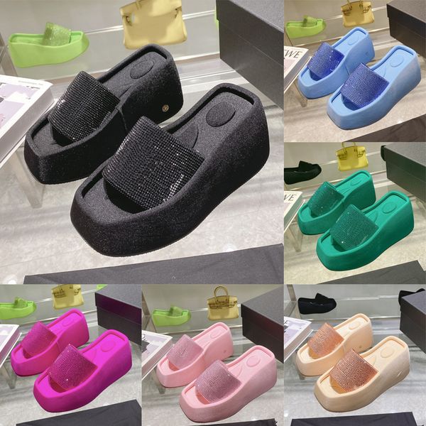 

alex wang taji platform slide luxury slippers beach sandals women designer slippers black pink blue summer slides aw square toe mens shoes