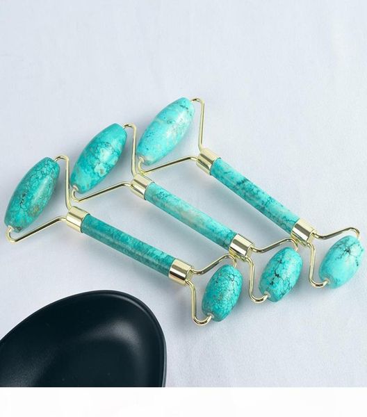 

double head natural turquoise facial relaxation slimming tool face massage roller massager for face jade massage stone5742544