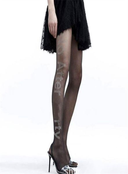 

shining rhinestone tight big classic letter fashion stockings women soft thigh tight ins night club black stockings9746332