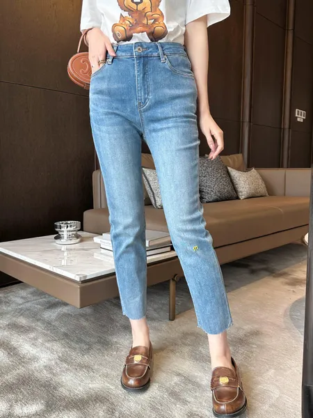 

2023 designer womens jeans female retro designer jeans women's jacket jacket female Milan runway designer dress casual long-sleeved top clothing suit C2, Blue